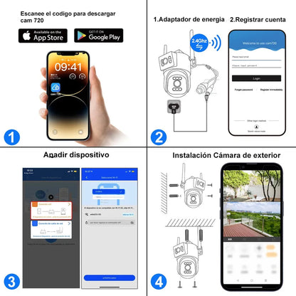 Cámara De Seguridad 4k Doble Lente